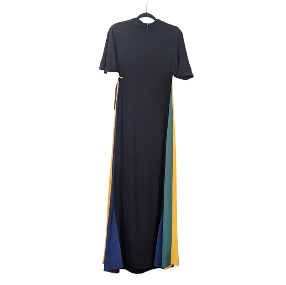 NWT Staud Victorian Vintage Black Rainbow Detail Maxi Dress Size 0 - Picture 2 of 10